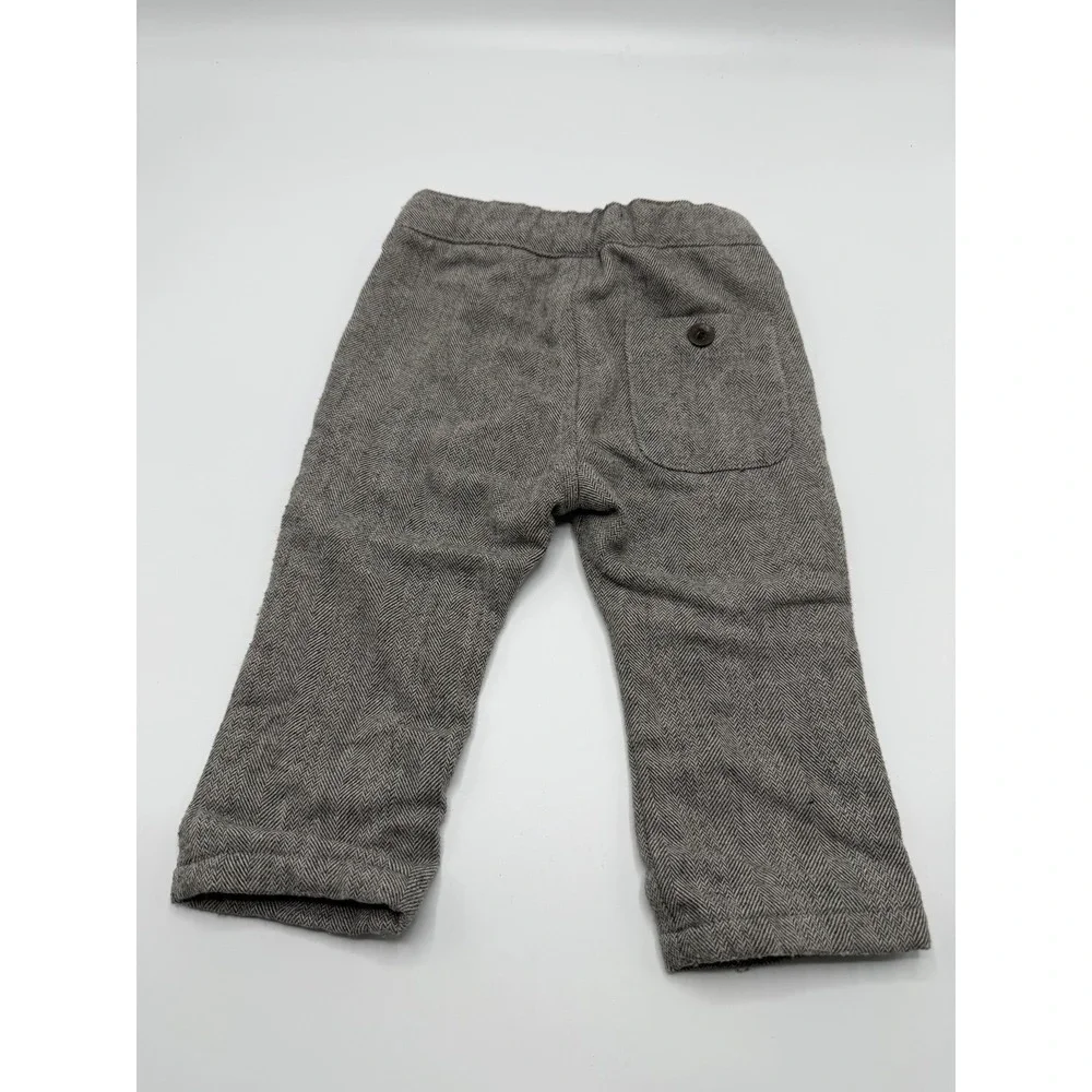 ZARA Baby Boy Gray Herringbone Trousers Pants Size 9-12 Months Pre-owned AS IS